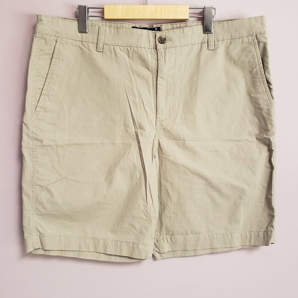 Chaps Men's Shorts Size 38 Waist Stretch Khaki Ivory Hi Rise Logo Slash Pockets - Picture 6 of 6